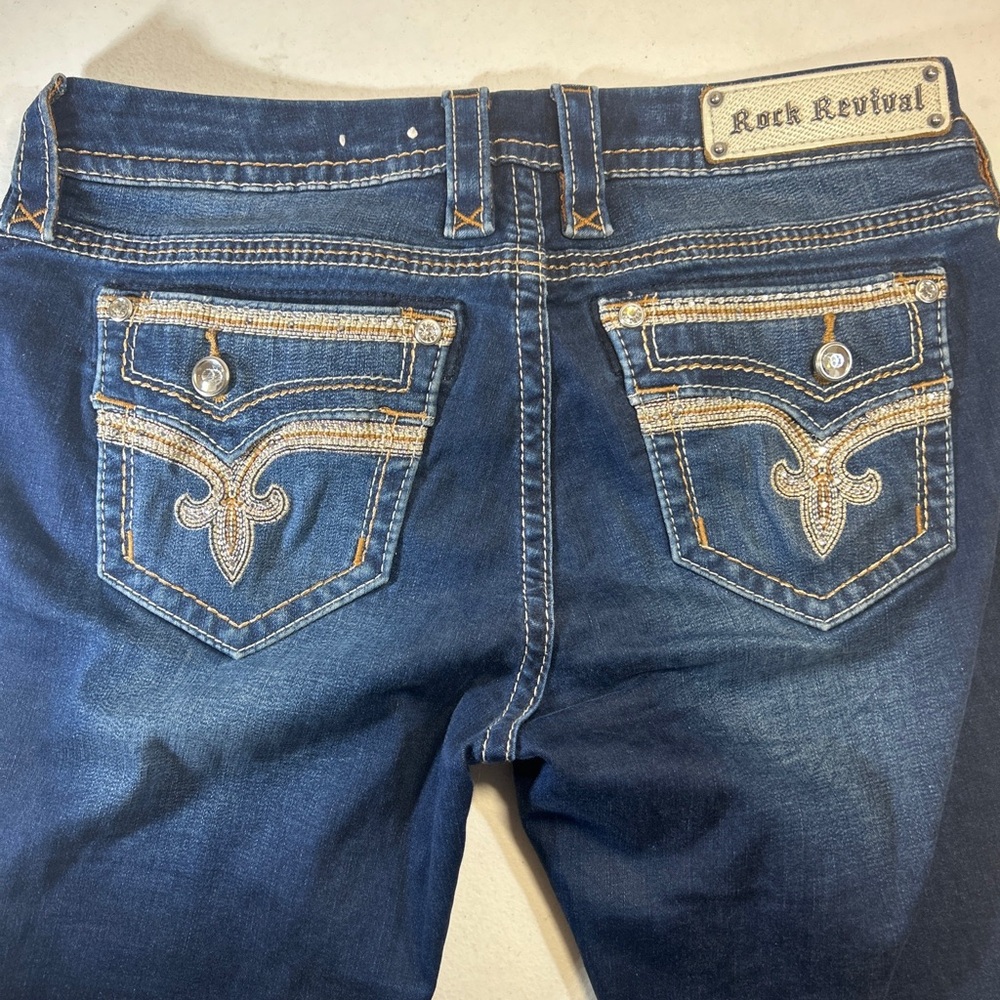 Rock Revival Jeans Womens 28 Betty Dark Wash Bootcut Embroidered Pocket Denim